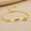 Pulseira Infantil, Coroa com Nome Personalizado, Banhado