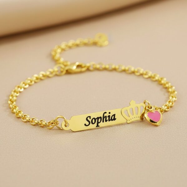 Pulseira Infantil, Coroa com Nome P...