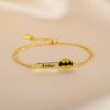Infantil -0082 Pulseira Infantil, Batman com Resina Personalizado, Banhado
