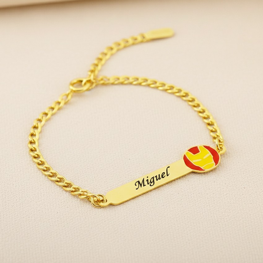 Pulseira Infantil, Homen de Ferro com Resina Personalizado