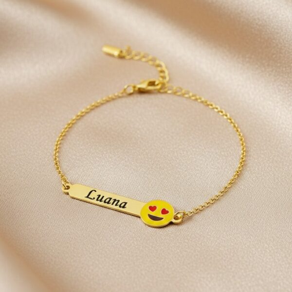 Pulseira Infantil, Emoji com Resina...