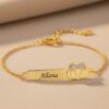 Pulseira De Bebê Personalizada Com Nome e Pedrinha Colorida
