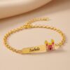 Infantil -0101 Pulseira Infantil, Castelo com Resina Personalizado, Banhado