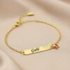Pulseira Infantil, Borboleta com Nome, Personalizado, Banhada a ouro