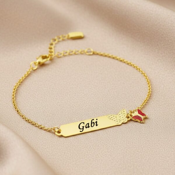 Pulseira Infantil, Borboleta com No...