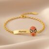Infantil -0119 Pulseira Infantil, Homem Aranha Personalizado, Banho a Ouro