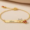 Pulseira De Bebê Personalizada Com Nome e Pedrinha Colorida