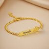 Pulseira Infantil, Tigor T Tigre com Nome, Personalizado, Banhado a Ouro