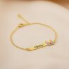 Infantil -0145 Pulseira Infantil, Castelo com Resina Personalizado, Banhado