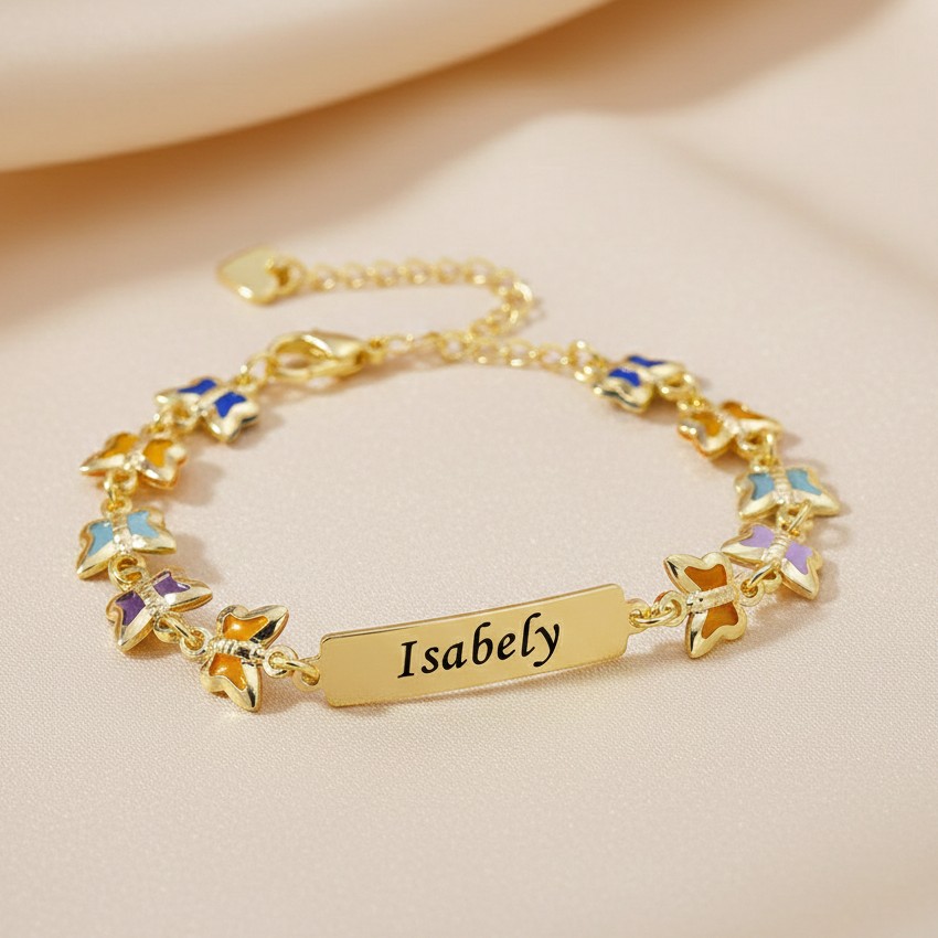 Pulseira Infantil Colorida com Nome Gravado, Banhado a Ouro - Imagem 5