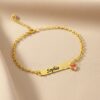 Pulseira Infantil, Coroa com Nome Personalizado, Banhado