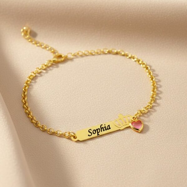 Pulseira Infantil, Coroa com Nome P...