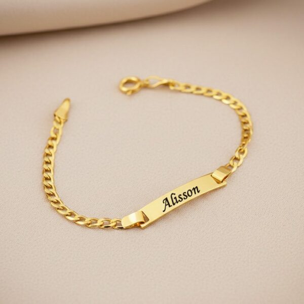 Pulseira Infantil Grumet Soldada com Nome, Banhado á Ouro