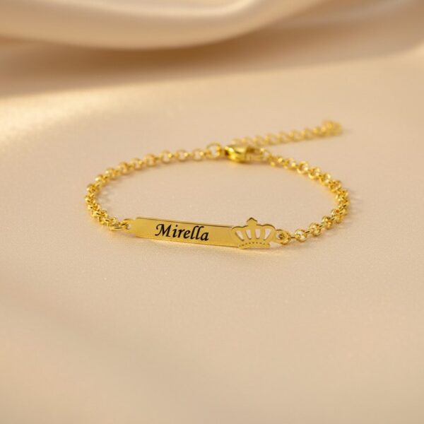 Pulseira Infantil, Coroa com Nome P...
