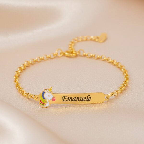 Pulseira Infantil, Unicórnio com R...