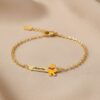Pulseira Infantil, Ursinho Pooh, Banhado a Ouro