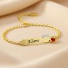 Pulseira De Bebê Personalizada Com Nome e Pedrinha Colorida
