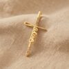 Pingente Cruz, Jesus Cravejado com Zircônias, Banhado a Ouro