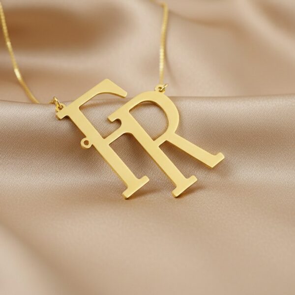 Colar Monograma Personalizado, Letras Iniciais, Banhado Ouro