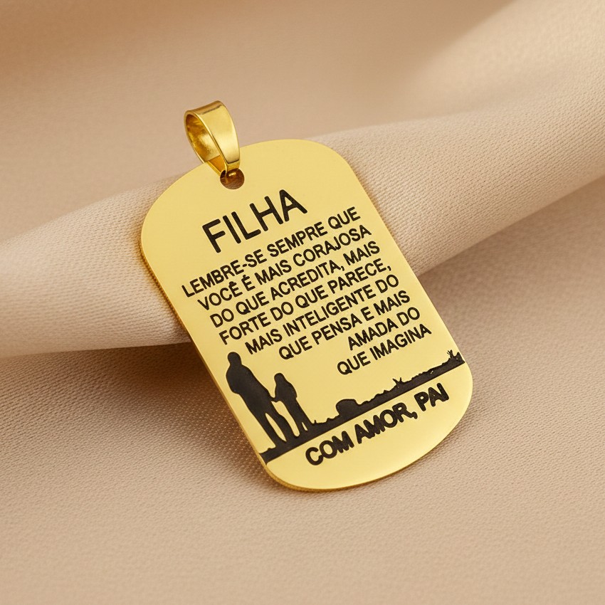 Pingente de Placa, Personalizado com Fotogravação, Banhado a Ouro - Imagem 6