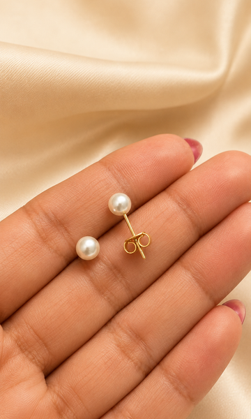 Brinco Pérola 5mm, Banhado a Ouro
