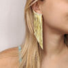 Perguntas00167.jpg Brinco Ear Cuff de Franja, para Festas, Banhado á Ouro 18K