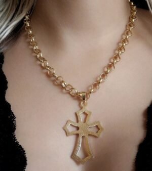 Pingente Cruz, Vazada Grande, Banha...