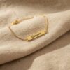 Pulseira lisa Pulseira Infantil Placa Lisa Personalizada com Nome, Banhada