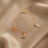 Pulseira sereia 1 Pulseira Infantil Sereia com Pingentes, Banhado a Ouro