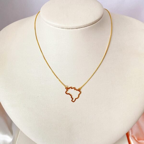 Colar Mapa do Brasil Simples, Banha...