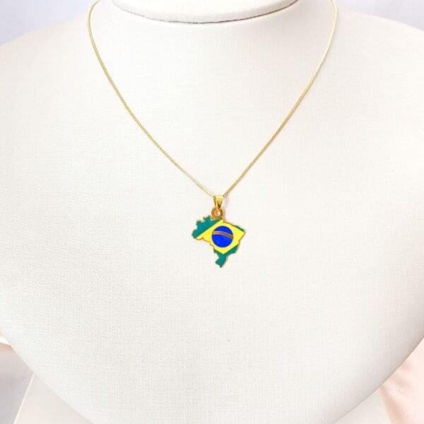 Colar Bandeira do Brasil, Com Resin...