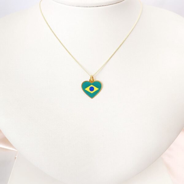 Colar Bandeira do Brasil, Com Resin...