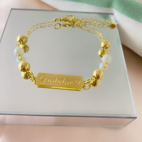 Pulseira Gratidão, com Bola e Pér...