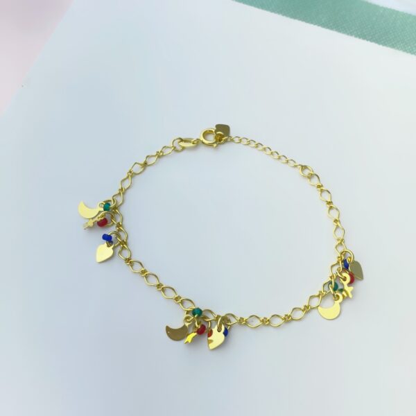 Whats-App-Image-2023-01-12-at-16-26-40-1.jpg Pulseira Feminina, com Pingentes de Coração, Estrela e Lua, Banhado