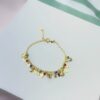 Pulseira Feminina, com Pingentes de Sol, Lua, Estrela e Coraçao, Banhado