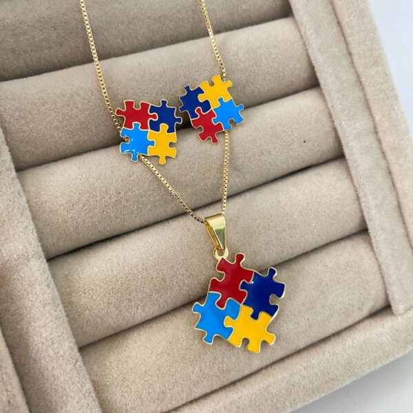Conjunto Colar + Brinco do Autismo,...