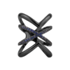 Anel Em X, com Mini Zircônias Azul, no Ródio Preto