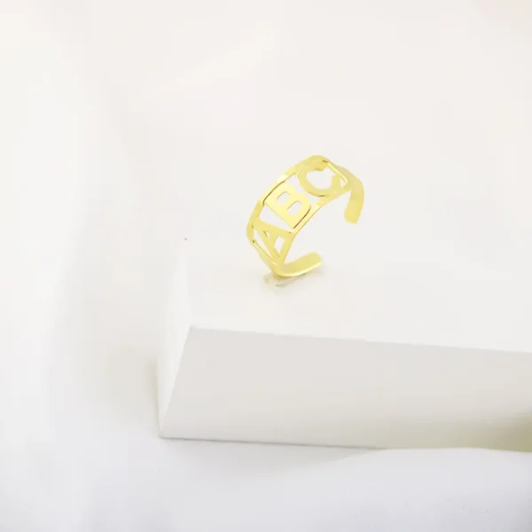 Anel de Formatura Infantil ABC, Banhado a Ouro 18K