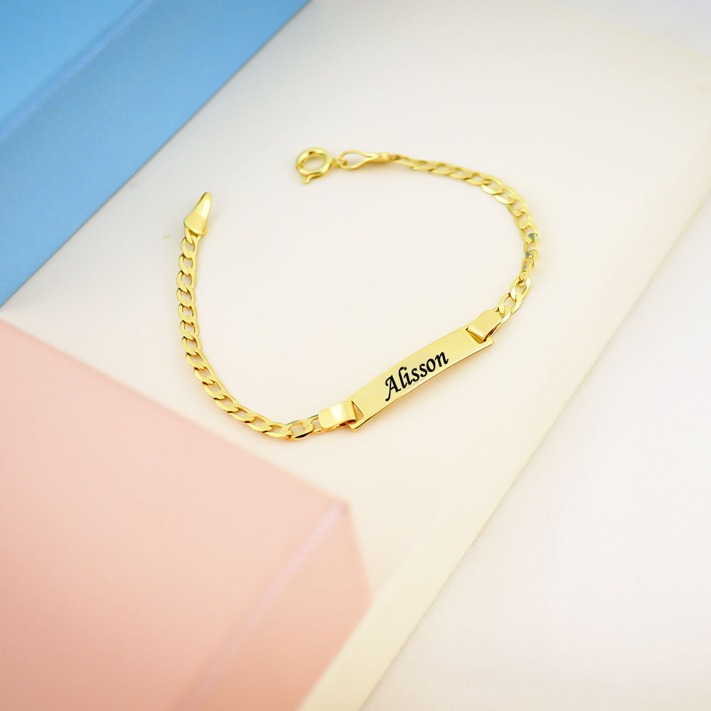 Pulseira Infantil Grumet Soldada com Nome, Banhado á Ouro - Imagem 3