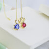 Colar Casal de Filhos, com Zircônia Azul/Rosa Banhado á Ouro