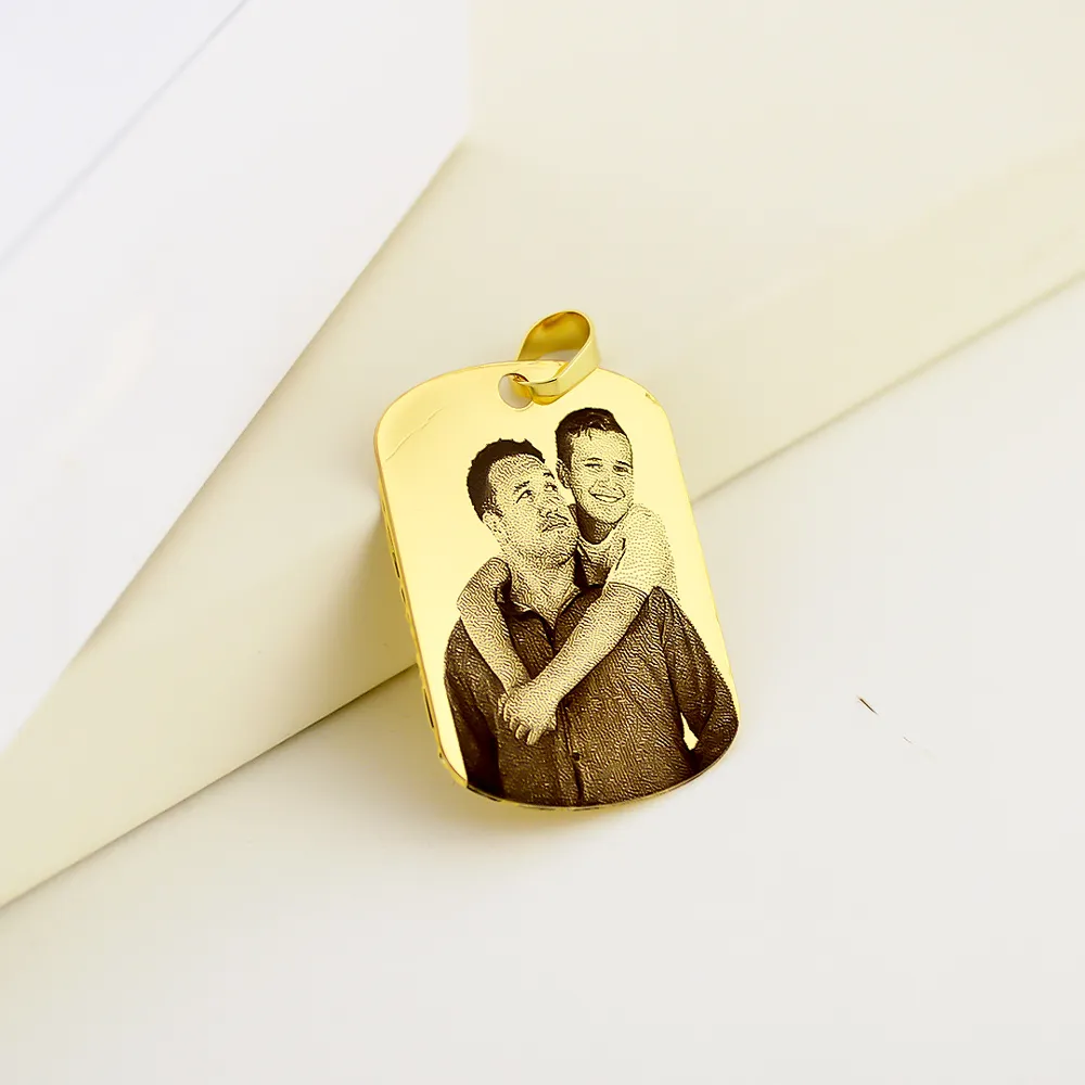 Pingente de Placa, Personalizado com Fotogravação, Banhado a Ouro - Imagem 7