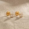 Brinco Ponto de Luz Infantil, Zircônia 3mm, Banhado a Ouro
