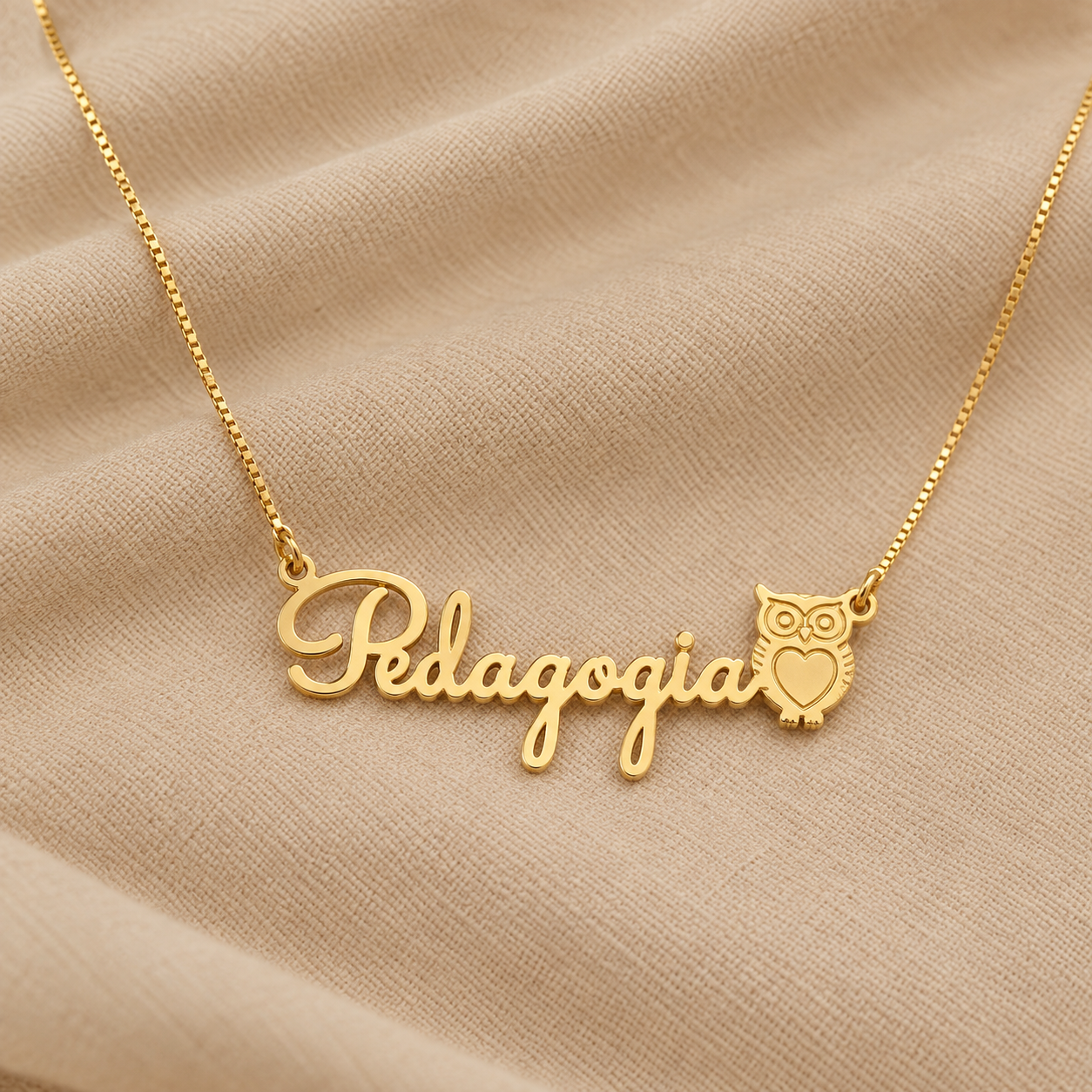 Colar Profissão + Símbolo Curso, Personalizado, Banhado Ouro