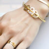 Bracelete com Corações, Personalizado com Nome, Banhado a Ouro