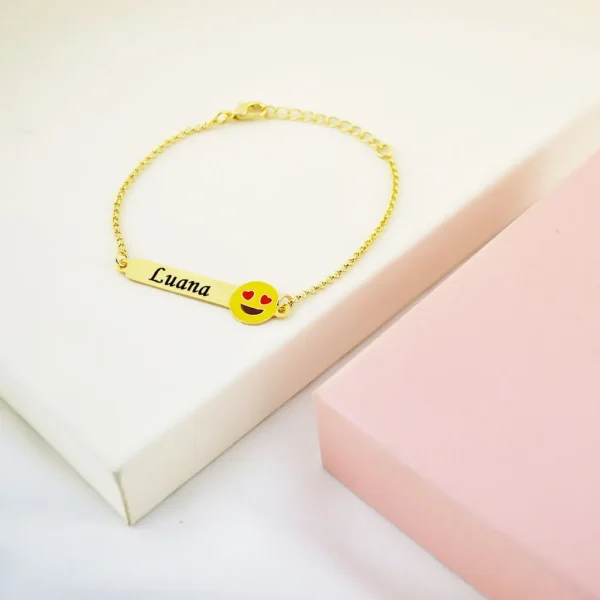 Pulseira Infantil, Emoji com Resina...