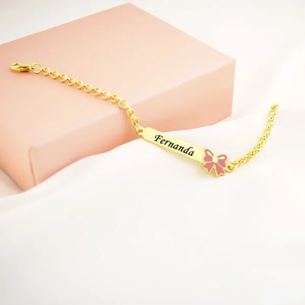Pulseira Infantil, Laço com Resina...