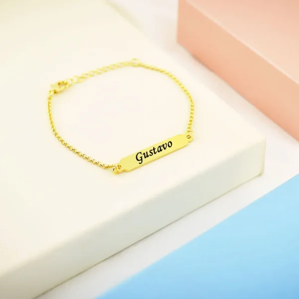 Pulseira Infantil Placa Lisa Person...