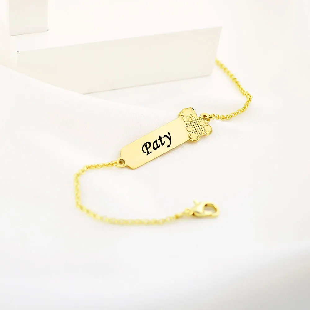 Pulseira Infantil, Urso com Nome, Personalizado, Banhado a Ouro - Imagem 6