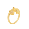 Anel Liso com Pingente de Coração e Pingente Menina com Zircônias, Banhado A Ouro 18k