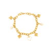 sem-codigo-caixa-22-M.png Pulseira Feminina, na Corrente Elo com Pingentes de Coração, Banhado